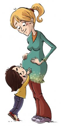 Tobias und Mama mit Baby Bauch