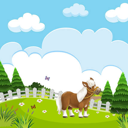 Gute Nacht Geschichte - Ein Brillianter Freund - Cover Bild - Wiese und Pony