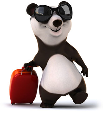 Schlummer Post Panda mit Reisekoffer
