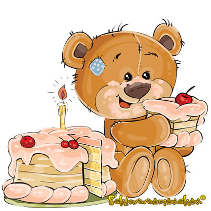 Gute Nacht Geschichte - Papa der Zuviel-Brummbär - Teddybär isst Torte