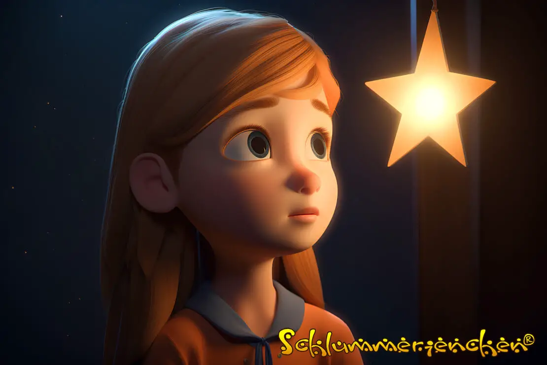 Amelie und der kleine Stern aus der Gutenachtgeschichte Amelie's Stern von Jens Pätz auf schlummerienchen.de