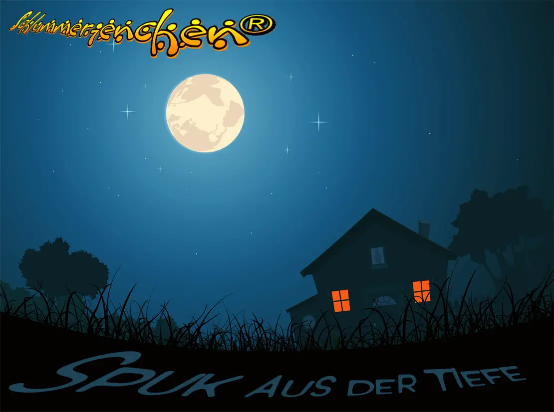 Spukhaus bei Nacht aus der Gruselgeschichte Spuk aus der Tiefe von Jens Pätz auf schlummerienchen.de