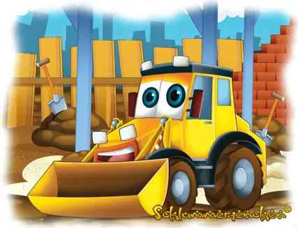 Baggi der kleine Bagger auf der Baustelle - Kindergeschichte Baggis ungewollte Rutschpartie Cover - Autor: Jens Pätz - schlummerienchen.de