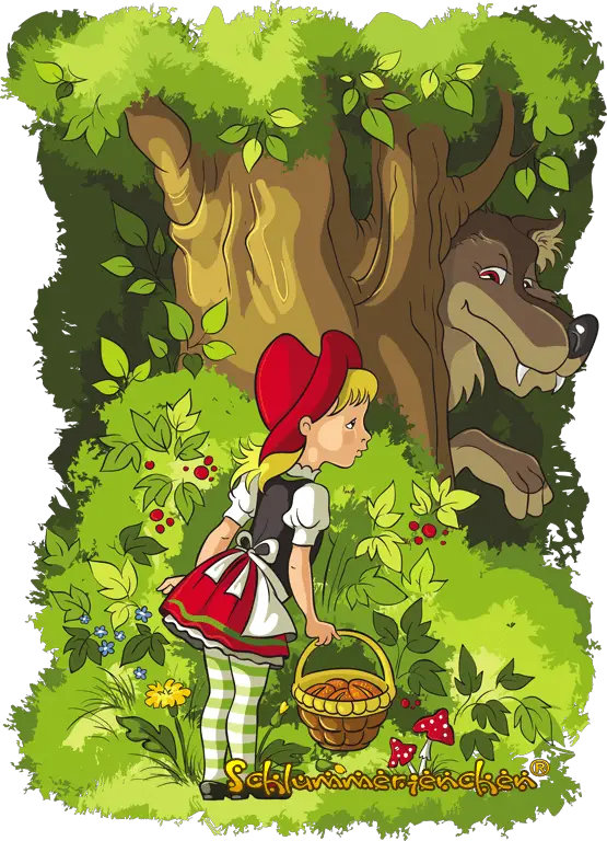 Rotkäppchen und der böse Wolf im Wald