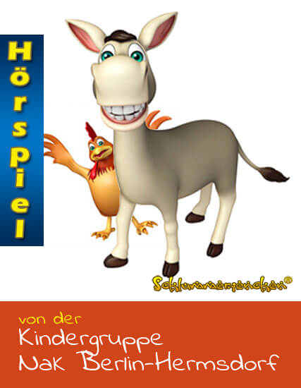 Hörspiel Heinrich der Hahn sorgt für Aufruhr Logo mit Esel und Hahn