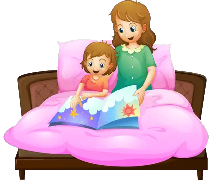 Mama liest Annika eine gute Nacht Geschichte vor