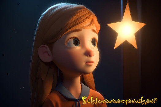 Amelie und der kleine Stern aus der Gutenachtgeschichte Amelie's Stern von Jens Pätz auf schlummerienchen.de