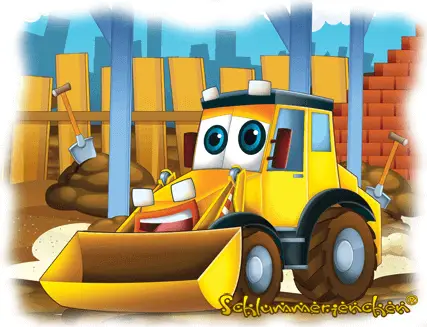 Baggi der kleine Bagger auf der Baustelle - Kindergeschichte Baggis ungewollte Rutschpartie Cover - Autor: Jens Pätz - schlummerienchen.de