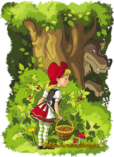 Rotkäppchen und der böse Wolf im Wald - Grimm Märchen von 1850