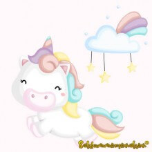 Einhorn mit Wolke und Regenbogen - Gute Nacht Gedicht Das lustige Einhorn Zählen Cover - Autor: Jens Pätz - schlummerienchen.de