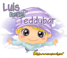 Himmel fliegendes Kind Cartoon - Gute Nacht Geschichte Luis neuer Teddybär Cover - Autor: Jens Pätz - schlummerienchen.de